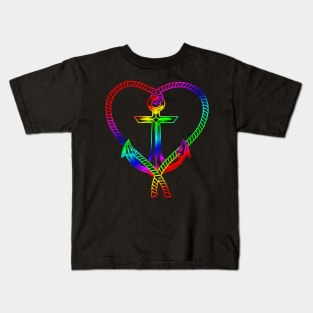 'Rainbow Heart With Anchor' Awesome LGBTQ Pride Day Gift Kids T-Shirt